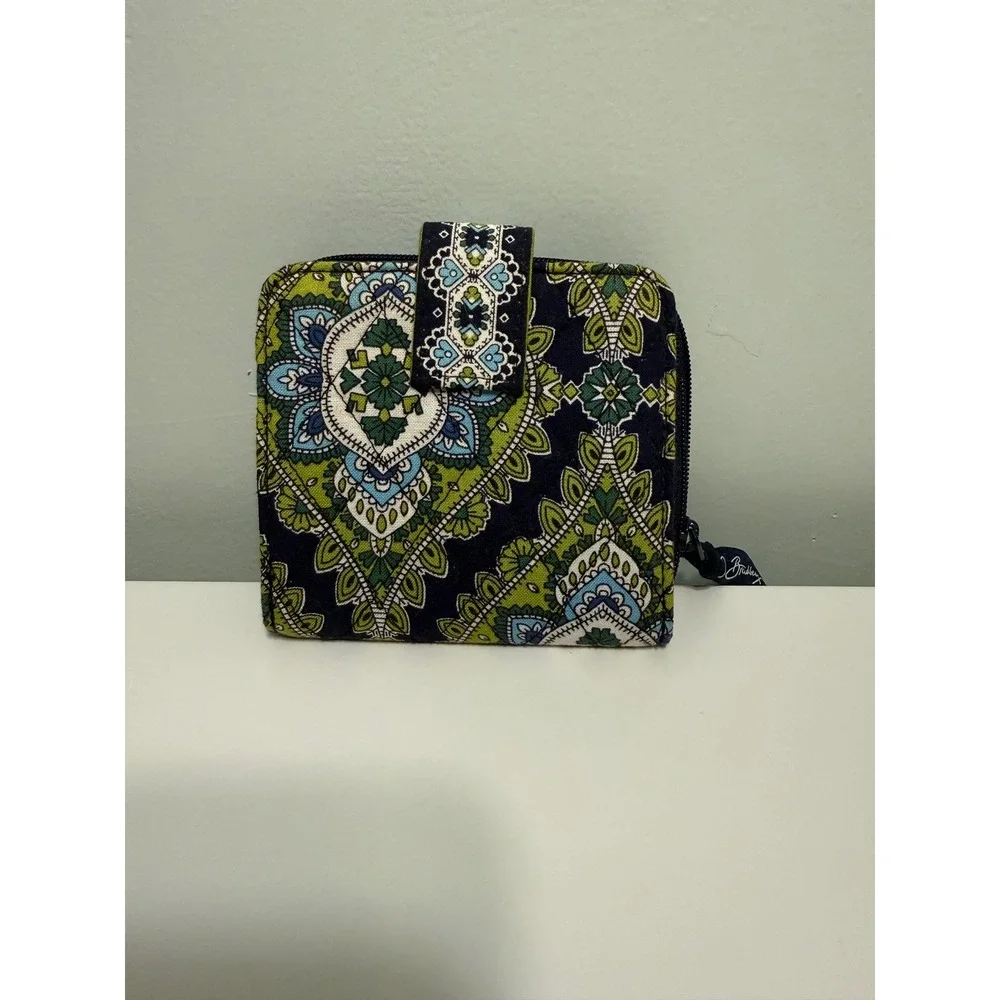 Vera Bradley Mediterranean Blue Quilted Shoulder Bag and Matching Wallet Set